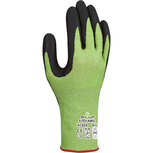 S-TEX Alpha XC820 Cut-Resistant Gloves, Size 2X-Large/10, 18 Gauge, Microfoam Nitrile Coated, Tungsten Shell, ASTM ANSI Level A6/EN 388 Level F Equipex