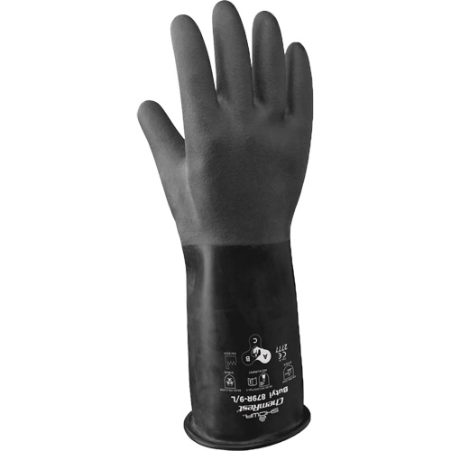879R Acid-Resistant Gloves, Size Medium/8, 14" L, Butyl Rubber, 28-mil Equipex