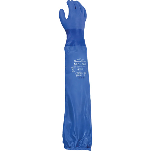 690 Chemical-Resistant Gloves, Size X-Large/10, 26" L, Cotton/PVC Equipex