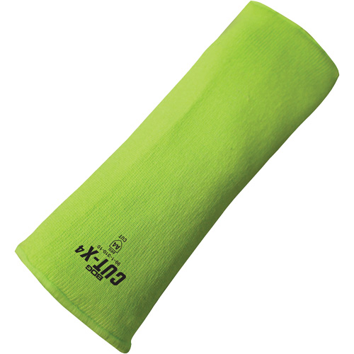 Cut-X&reg; Cut-Resistant Sleeve, Fibreglass/Polyethylene, 16", ASTM ANSI Level A4, High Visibility Lime Equipex