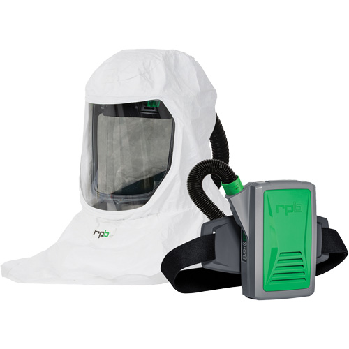 Respirateur T-Link avec casquette, tube de respiration, montage &agrave; la ceinture & APR motoris&eacute; PX5, Cagoule ample & visi&egrave;re, Pile Lithium-ion Equipex