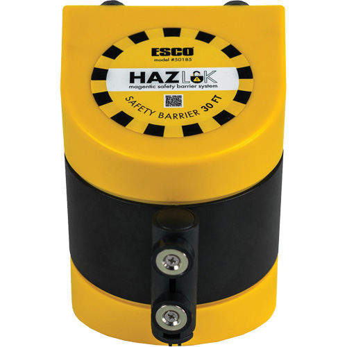 HAZLOK Safety Barrier System, Plastic, Magnetic Mount, 30', Black and Yellow Tape Equipex