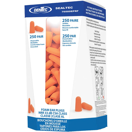 SEALTEC33 Disposable Foam Earplugs Refill, Bulk - Canister Equipex
