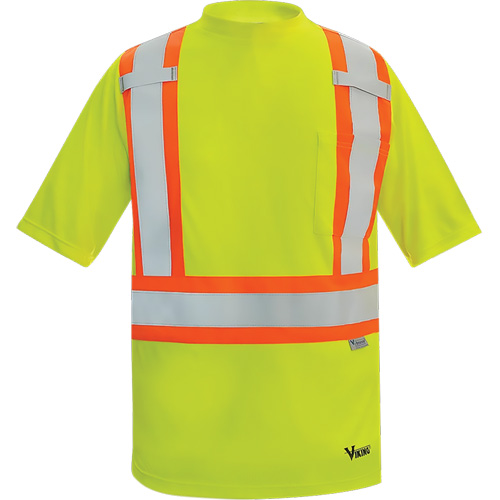 Viking&reg; Safety Bamboo Lined T-shirt, Polyester, Small, High Visibility Lime-Yellow Equipex