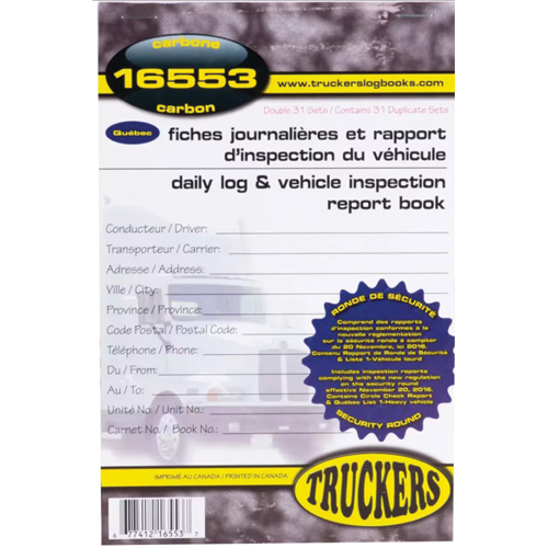 Carnet bilingue de registre quotidien et de rapport d'inspection de v&eacute;hicule Equipex