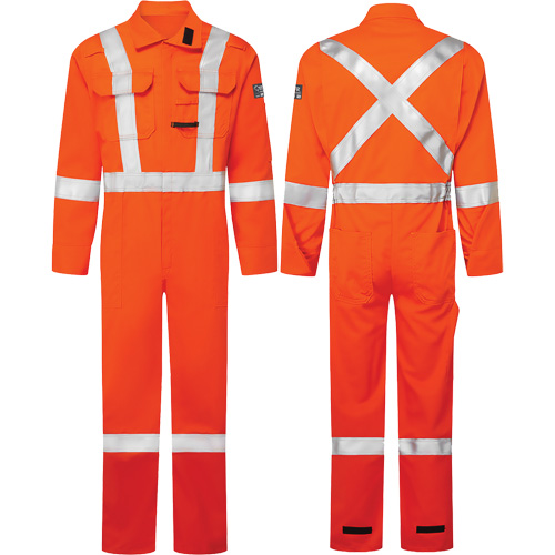 Combinaisons Avenger, 7 oz, Taille 38, Orange haute visibilit&eacute; Equipex