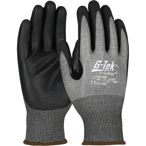 Gants r&eacute;sistant &agrave; la coupe G-Tek avec capacit&eacute; pour &eacute;cran tactile, Taille 2T-Grand, Calibre 18, Rev&ecirc;tement Mousse de nitrile, Enveloppe en PolyKor, ASTM ANSI niveau A4/EN 388 niveau D Equipex