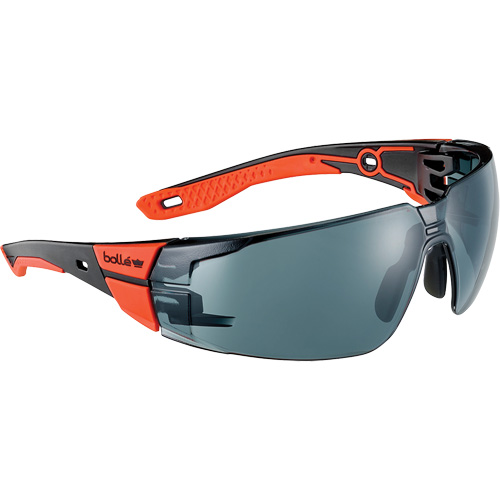 Lunettes de s&eacute;curit&eacute; RUSH+ 2.0 avec monture noire et rouge, M/G, Lentille Fum&eacute;e, Antibu&eacute;e/Anti-&eacute;gratignures, ANSI Z87+ Equipex
