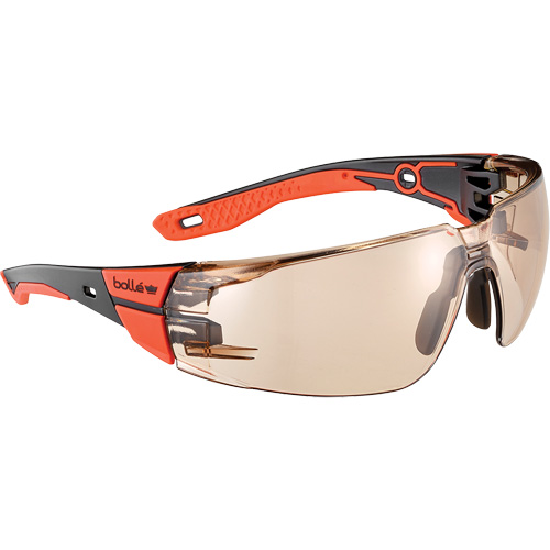Lunettes de s&eacute;curit&eacute; RUSH+ 2.0 avec monture noire et rouge, M/G, Lentille Cuivre, Antibu&eacute;e/Anti-&eacute;gratignures, ANSI Z87+ Equipex