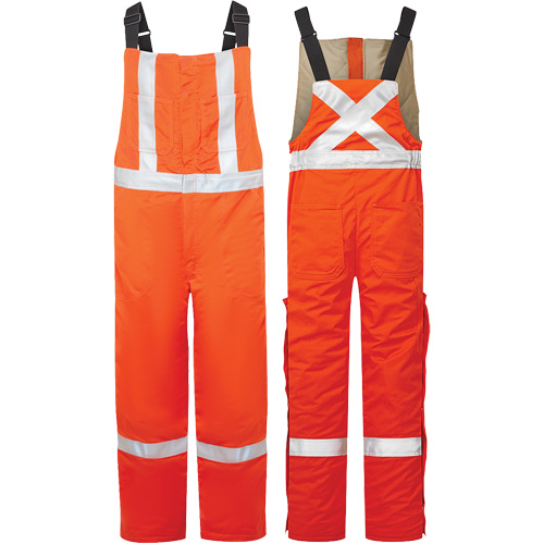 Avenger 9 oz High-Visibility Insulated Bib Pants, Style 525, Men's, Large (Tall), Orange Equipex