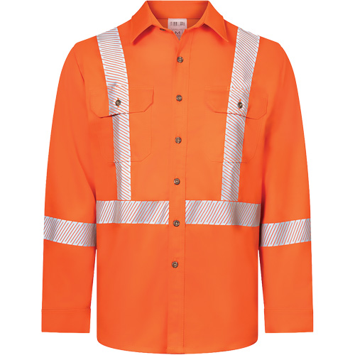 Chemise de travail haute visibilit&eacute; &agrave; bandes segment&eacute;es 7 oz de luxe Avenger, Style 652, Hommes, T-Grand (grande taille), Orange Equipex