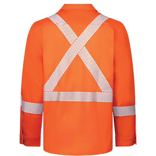 Chemise de travail haute visibilit&eacute; &agrave; bandes segment&eacute;es 7 oz de luxe Avenger, Style 652, Hommes, T-Grand (grande taille), Orange Equipex