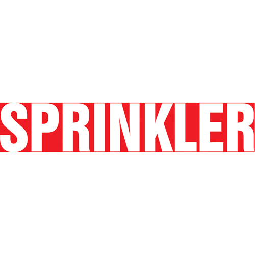 "Sprinkler" Pipe Marker, Self-Adhesive, 1" H x 8" W, White on Red Equipex