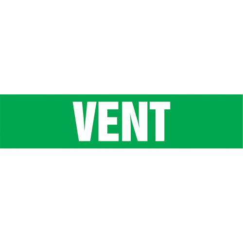 Marqueurs de tuyau "Vent", Autocollant, 4" h x 24" la, Blanc/vert Equipex