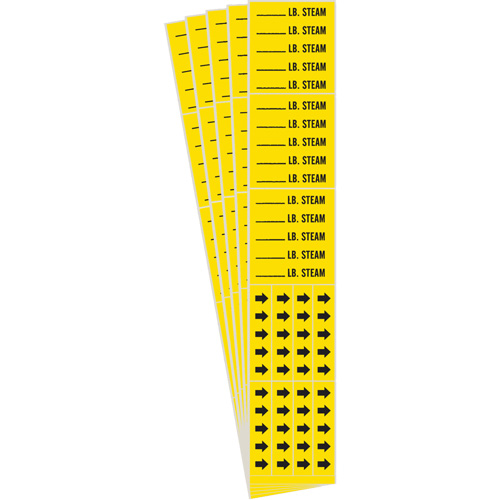 "Blank Lb. Steam" Pipe Marker, Self-Adhesive, 2-1/4" H x 2-3/4" W, Black on Yellow Equipex