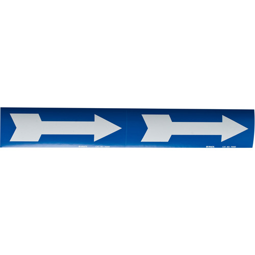 Arrow Pipe Markers, Self-Adhesive, 4" H x 12" W, White on Blue Equipex