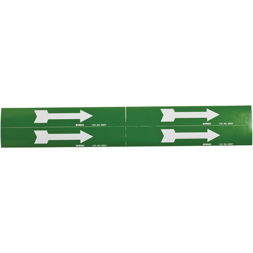 Arrow Pipe Markers, Self-Adhesive, 1-1/8" H x 7" W, White on Green Equipex