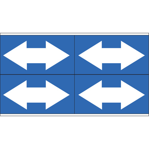 Marqueurs de tuyau avec fl&egrave;ches bidirectionnelles, Autocollant, 1-1/8" h x 7" la, Blanc/bleu Equipex