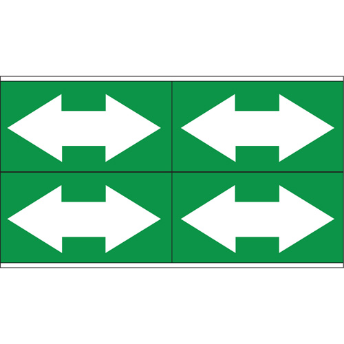 Marqueurs de tuyau avec fl&egrave;ches bidirectionnelles, Autocollant, 1-1/8" h x 7" la, Blanc/vert Equipex