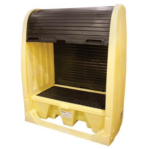 Drum Hardcover & Spillpallet With  Drain, 60" L x 37" W x 72" H, 2000 lbs. Load Capacity Equipex