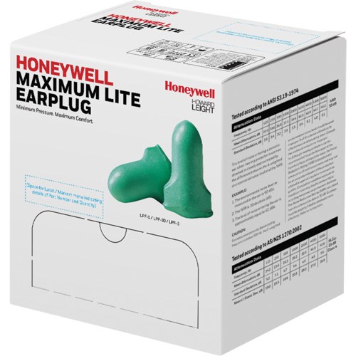 Bouchons d'oreilles en mousse &agrave; basse pression Maximum Lite de Howard Leight, Paire - Sac en poly, Avec cordon Equipex