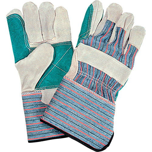 Standard Quality Double Palm Fitters Glove, Large, Split Cowhide Palm, Cotton Inner Lining Equipex