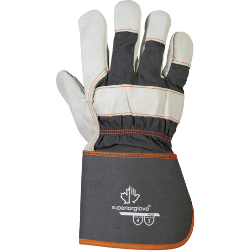 Endura&reg; Fitters Work Gloves, One Size, Grain Cowhide Palm, Cotton Inner Lining Equipex