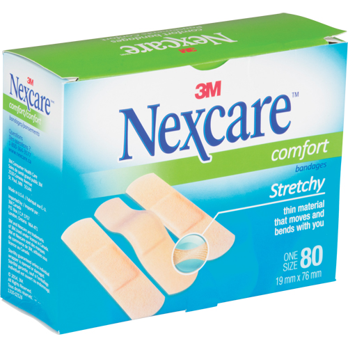 Bandages confortables Nexcare, Rectangulaire/carr&eacute;e, 3", Tissu, St&eacute;rile Equipex