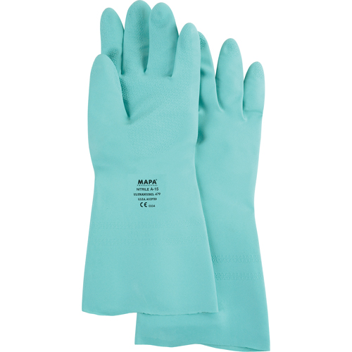 Gants &agrave; prise &agrave; motif en Z StanSolv, Taille Grand/9, 13" lo, Nitrile, 15 mils Equipex