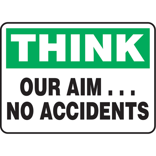 Enseigne  Our Aim… No Accidents , 7" x 10", Aluminium, Anglais Equipex