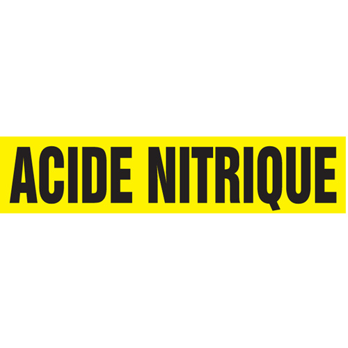 "Acide Nitrique" Pipe Markers, Self-Adhesive, 2-1/2" H x 12" W, Black on Yellow Equipex