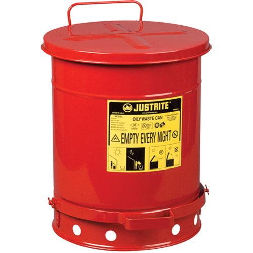 Contenants pour d&eacute;chets huileux, Homologu&eacute; FM/List&eacute; UL, 10 gal. US, Rouge Equipex