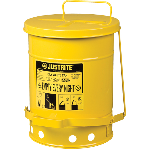 Oily Waste Cans, FM Approved/UL Listed, 6 US Gal., Yellow Equipex