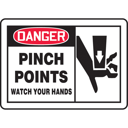 Enseigne  Pinch Points , 10" x 14", Vinyle, Anglais avec pictogramme Equipex
