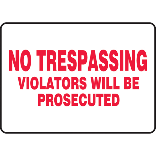 Enseigne  No Trespassing , 10" x 14", Vinyle, Anglais Equipex