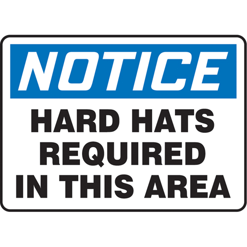 Enseigne  Hard Hats Required , 10" x 14", Vinyle, Anglais Equipex