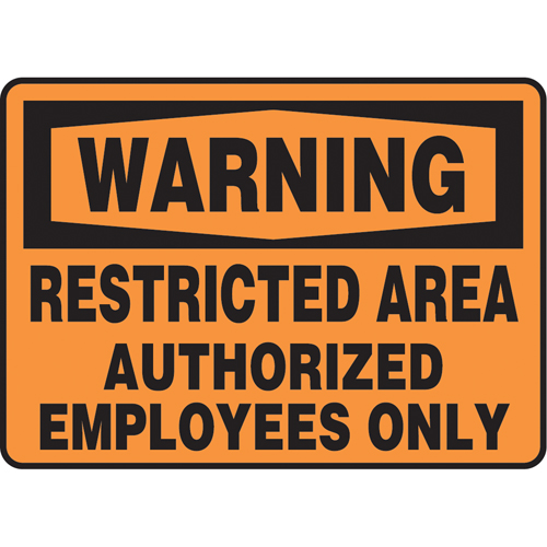 "Restricted Area" Sign, 7" x 10", Vinyl, English Equipex
