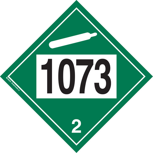 1073 Liquefied Oxygen Non-Flammable Gas TDG Placard, Plastic Equipex