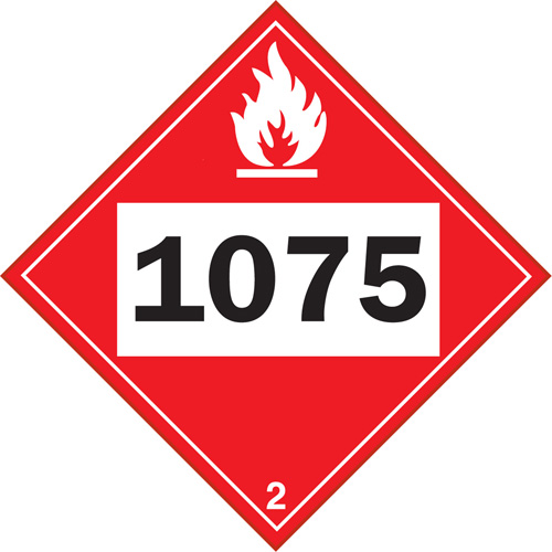 1075 Liquefied Petroleum Flammable Gas TDG Placard, Plastic Equipex