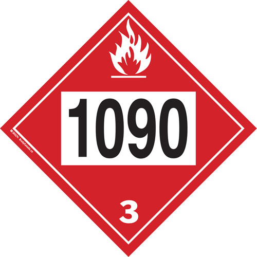 1090 Acetone Flammable Liquid TDG Placard, Plastic Equipex