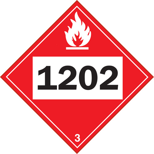 1202 Fuel Oil Flammable Liquid TDG Placard, Adhesive Vinyl Equipex