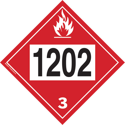 Plaque-&eacute;tiquette TMD 1202 pour liquide inflammable huile combustible, Plastique Equipex
