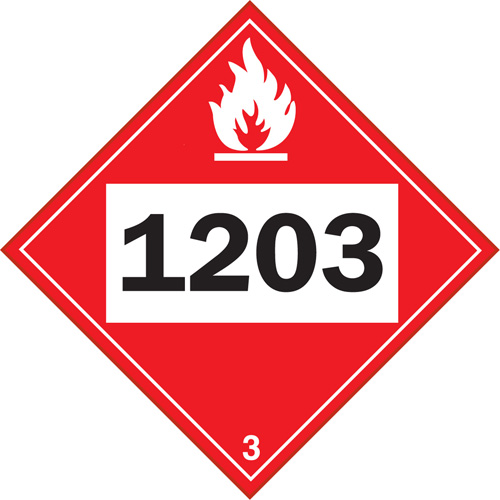 1203 Gasohol & Gasoline Flammable Liquid TDG Placard, Adhesive Vinyl Equipex