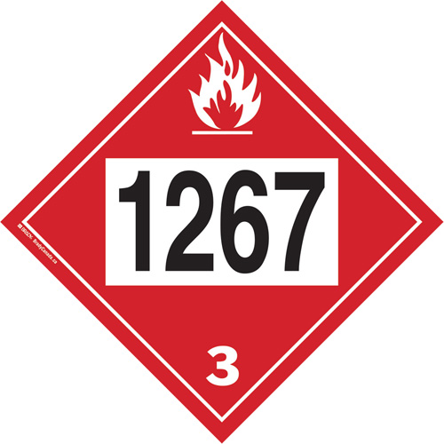 1267 Petroleum Crude Oil Flammable Liquid TDG Placard, Adhesive Vinyl Equipex
