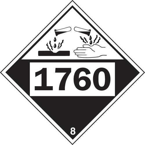 1760 Aluminum Phosphate Corrosive Materials TDG Placard, Plastic Equipex