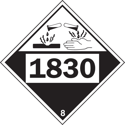 Plaque-&eacute;tiquette TMD 1830 pour mat&eacute;riaux corrosifs acide sulfurique, Plastique Equipex