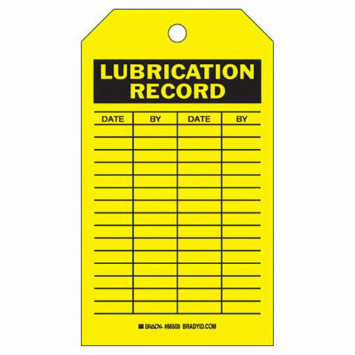 &eacute;tiquettes registres de lubrifications, Polyester, 4" la x 7" h, Anglais Equipex