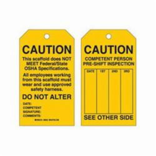 &eacute;tiquettes de s&eacute;curit&eacute; pour les &eacute;chafaudages, Polyester, 4" la x 7" h, Anglais Equipex