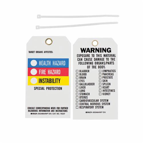 Right-To-Know Tags, Polyester, 3" W x 5-3/4" H, English Equipex