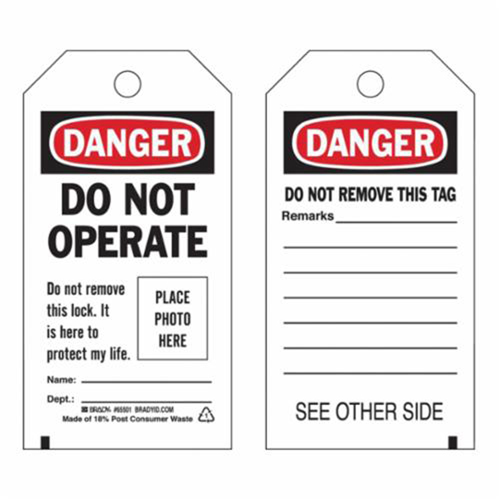 Self-Laminating "Do Not Operate" Tags, Polyester, 3" W x 5-3/4" H, English Equipex